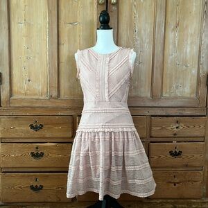 Julia Jordan Dusty Rose Lace Ruffle Sleeveless Dress Size 8